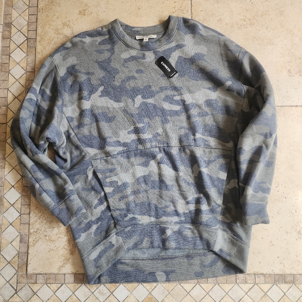 Express  Camo Crewneck Sweatshiry